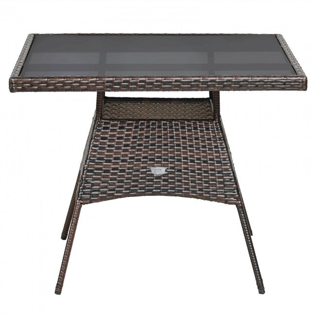 Outdoor 5PCS Dining Table Set with 1 Table and 4 Single Sofas