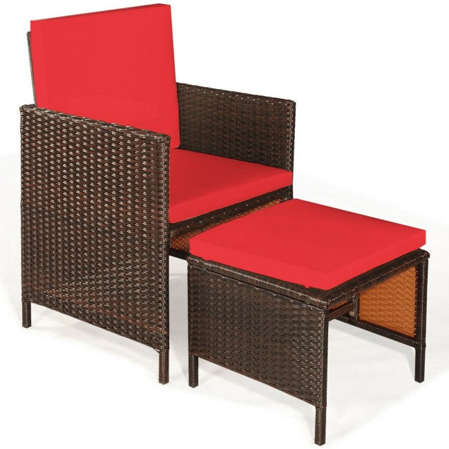 9 Pieces Patio Rattan Dining Cushioned Chairs Set