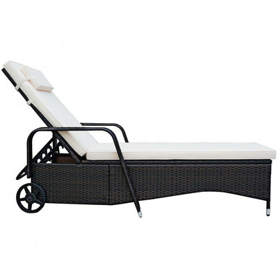 Outdoor Cushioned Recliner with Adjustable Backrest