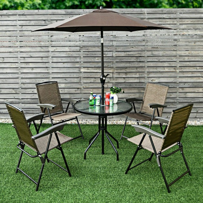 2 Pieces Folding Sling Chairs with Steel Armrest and Adjustable Back for Patio