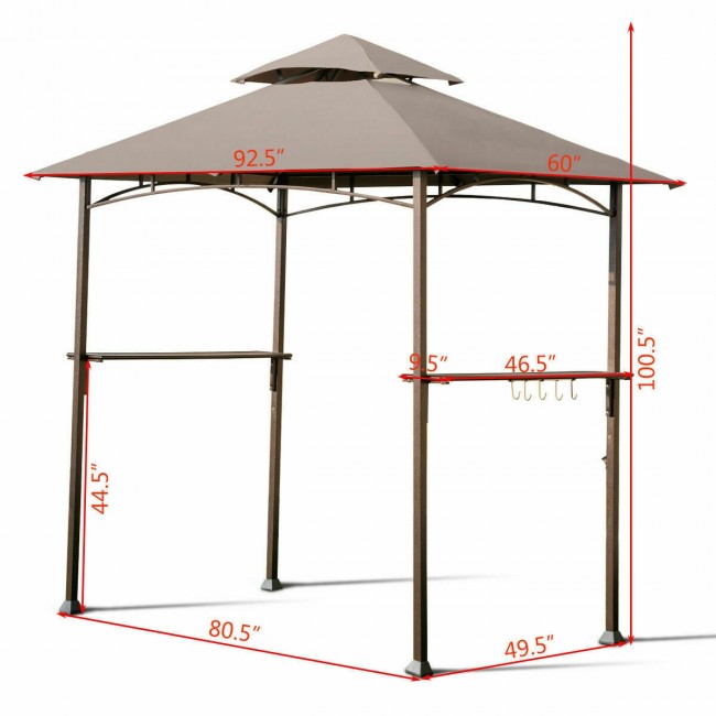 8 x 5 FT Outdoor Grill Gazebo with Canopy