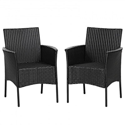 2 pieces Patio Wicker Chairs with Cozy Seat Cushions