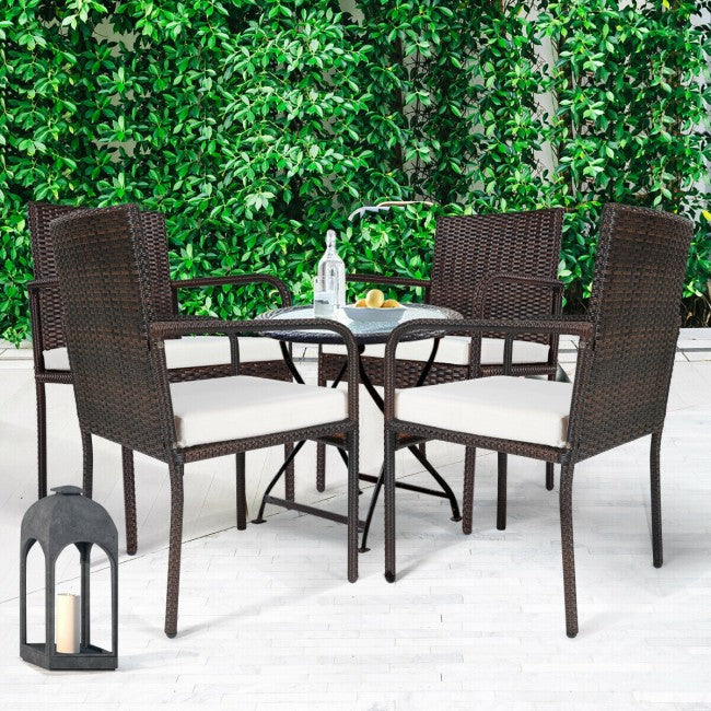 4 Pieces Rattan Outdoor Bistro set Dining Chairs and Table