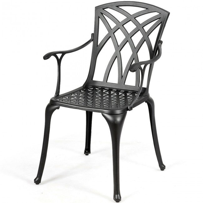 2 Pieces Durable Aluminum Dining Chairs Set with Armrest