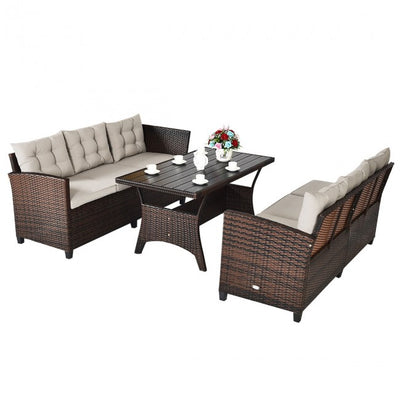 3 Pieces Patio Rattan Sofa Set