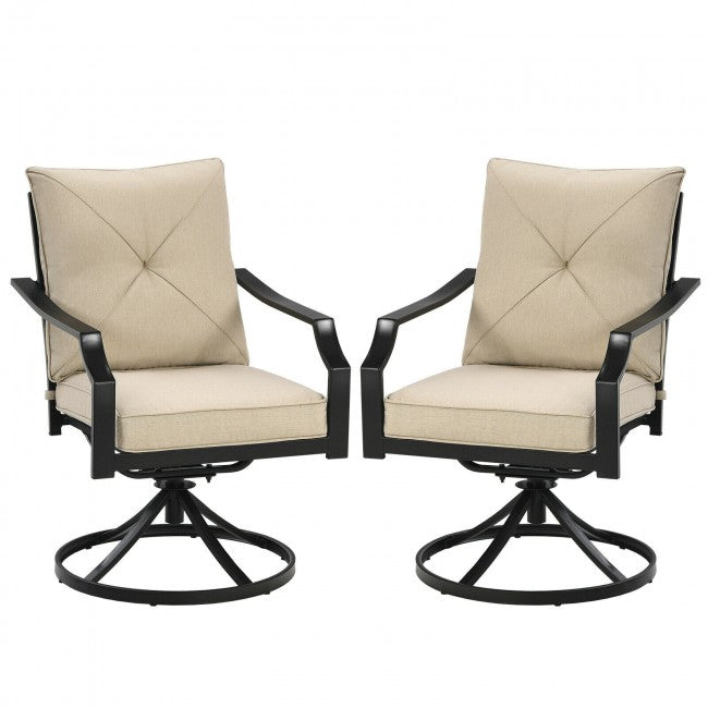 Set of 2 Patio Swivel Dining Chairs with Cushions