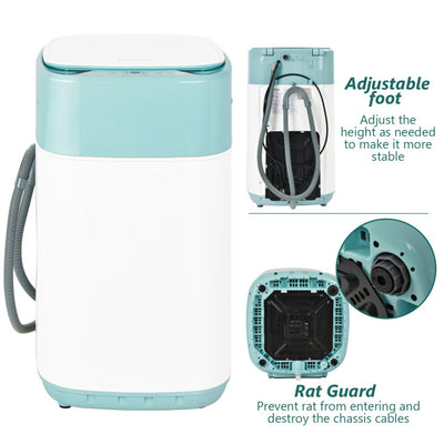 8lbs Portable Fully Automatic Washing Machine Compact Laundry Washer and Dryer with Drain Pump