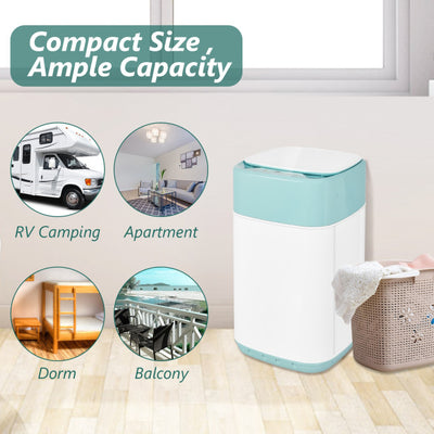 8lbs Portable Fully Automatic Washing Machine Compact Laundry Washer and Dryer with Drain Pump