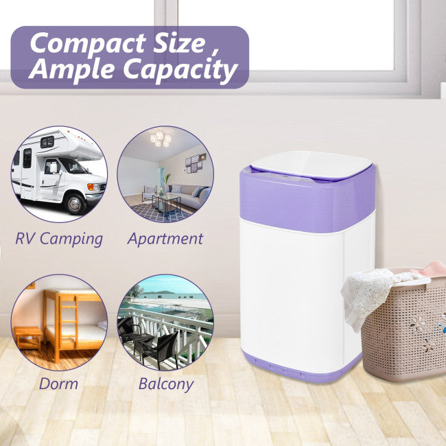 8lbs Portable Fully Automatic Washing Machine Compact Laundry Washer and Dryer with Drain Pump