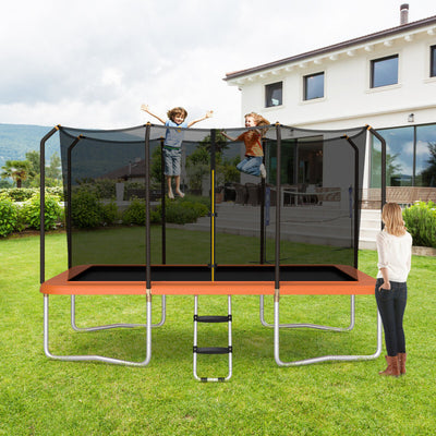 8 x 14 Feet Outdoor Rectangular Trampoline 440LBS Bearing Recreational Trampolines with Waterproof Pad