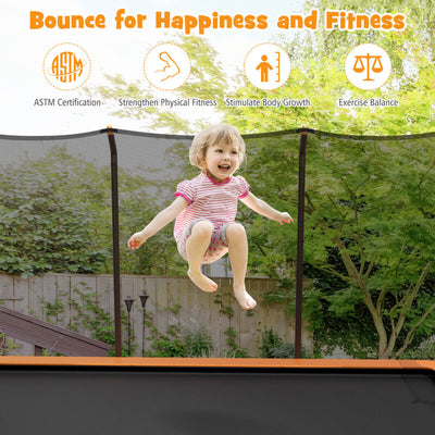 8 x 14 Feet Outdoor Rectangular Trampoline 440LBS Bearing Recreational Trampolines with Waterproof Pad