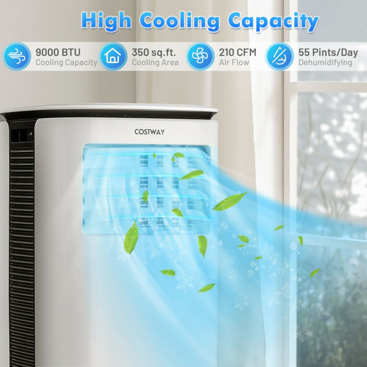 9000 BTU 3-in-1 Portable Air Conditioner AC Cooling Unit with Remote Control and LED Display
