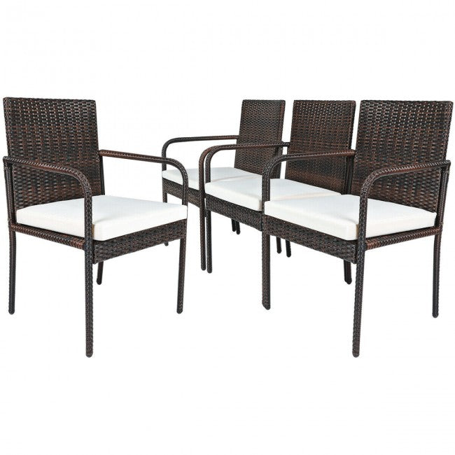 4 Pieces Rattan Outdoor Bistro set Dining Chairs and Table