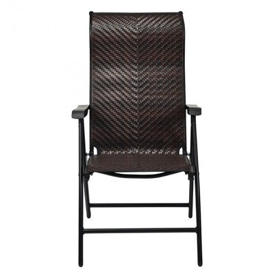 2 Pieces Patio Rattan Folding Reclining Chair