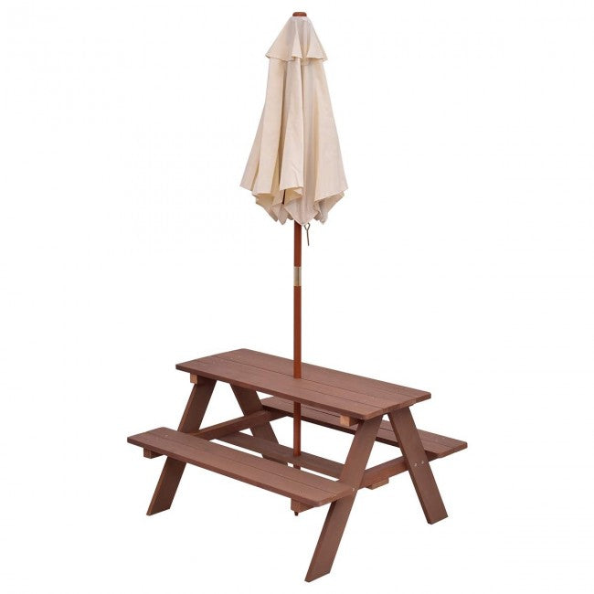 4-Seat Outdoor Picnic Table Bench with Umbrella