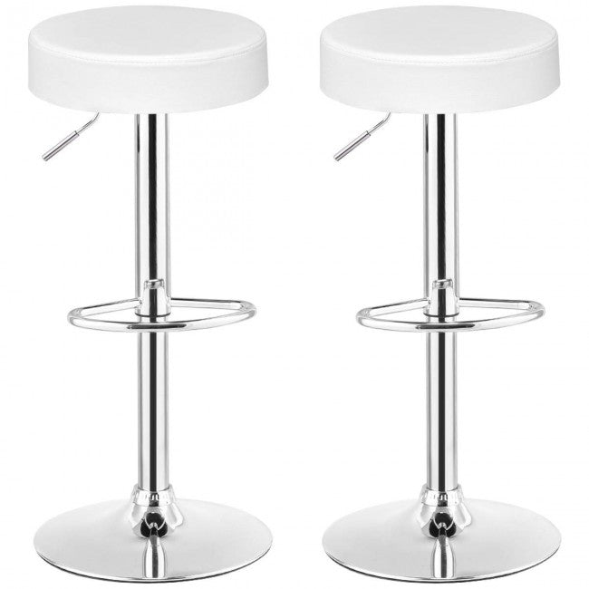 Set of 2 Adjustable Swivel Round Bar Stool Pub Chair