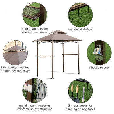 8 x 5 FT Outdoor Grill Gazebo with Canopy