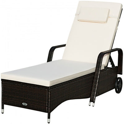 Outdoor Cushioned Recliner with Adjustable Backrest