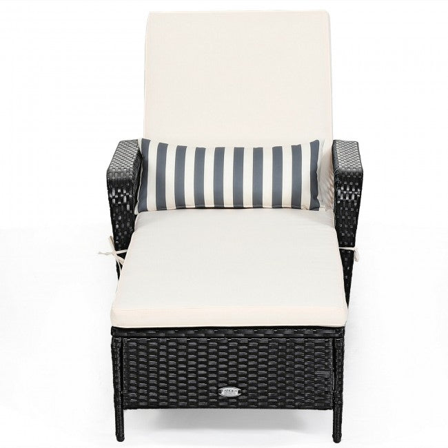 PE Rattan Lounge Chair with Adjustable Pillow