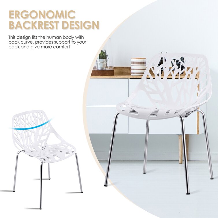 Set of 6 Modern Plastic Dining Side Chairs