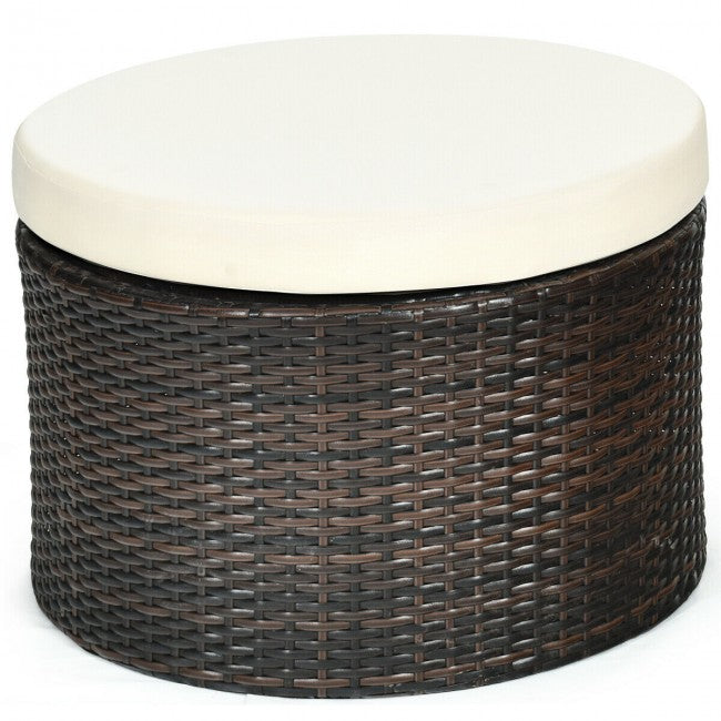 Outdoor Wicker Furniture Sets Patio Round Rattan Daybed With Retractable Canopy