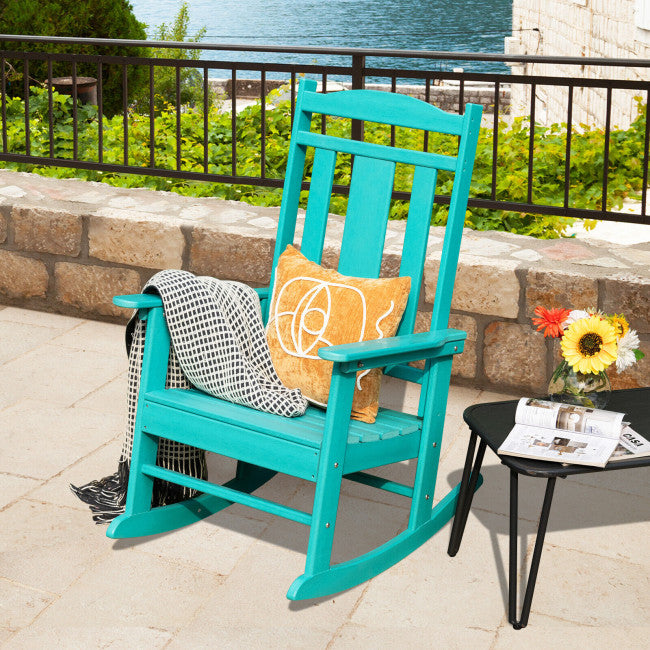 Weatherly Rocking Chair All-Weather Patio Rocking Chair Outdoor HDPE Rocker Chair with 330 lbs ...