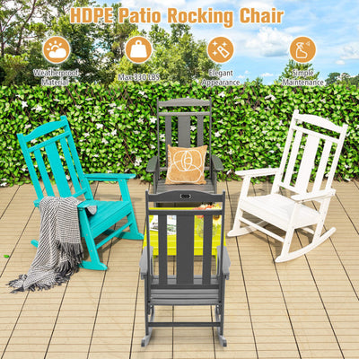 All-Weather Patio Rocking Chair Outdoor HDPE Rocker Chair with 330 lbs Weight Capacity