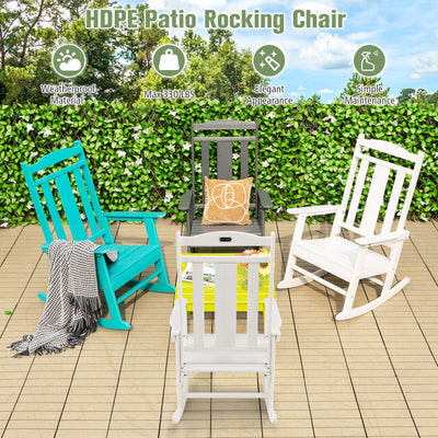 All-Weather Patio Rocking Chair Outdoor HDPE Rocker Chair with 330 lbs Weight Capacity