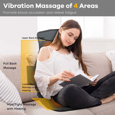 Back Massager Chair Massage Pad Shiatsu Massage Seat Cushion with 10 Vibration Motors and 3 Optional Speeds for Back Pain