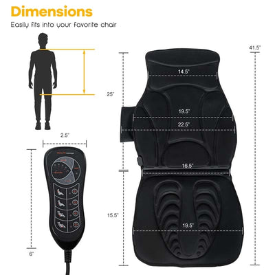 Back Massager Chair Massage Pad Shiatsu Massage Seat Cushion with 10 Vibration Motors and 3 Optional Speeds for Back Pain