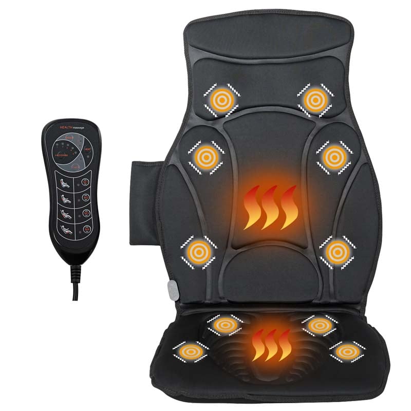 Back Massager Chair Massage Pad Shiatsu Massage Seat Cushion with 10 Vibration Motors and 3 Optional Speeds for Back Pain