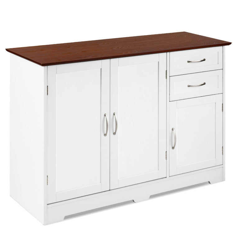 Buffet Storage Cabinet Server Sideboard Console Table Utensils Organizer with Adjustable Shelves and 2 Drawers