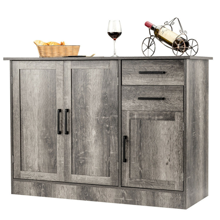 Buffet Storage Cabinet Server Sideboard Console Table Utensils Organizer with Adjustable Shelves and 2 Drawers