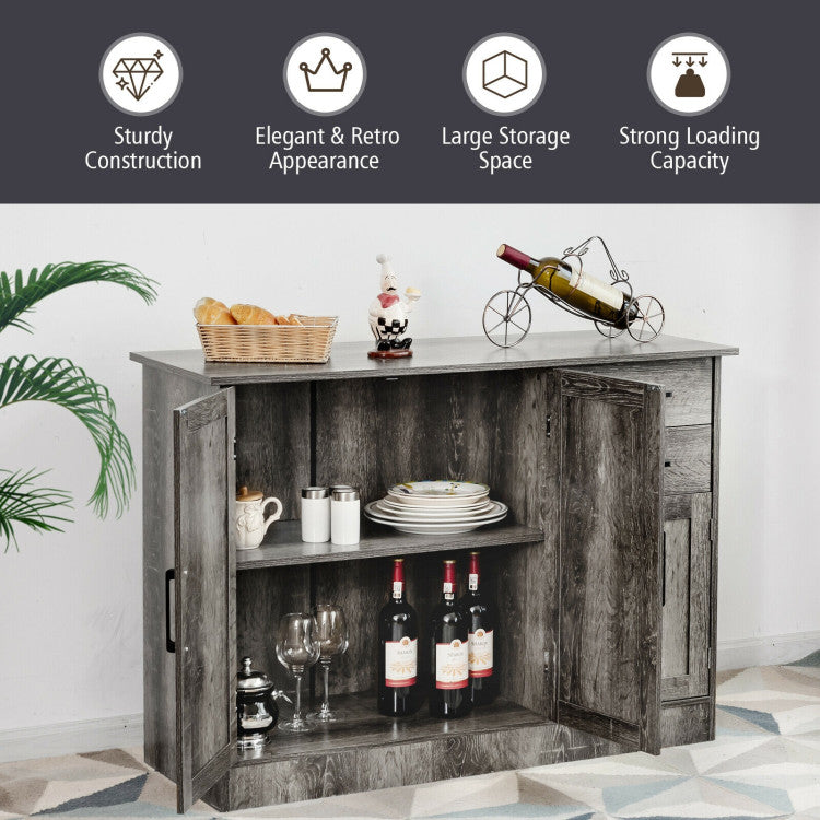 Buffet Storage Cabinet Server Sideboard Console Table Utensils Organizer with Adjustable Shelves and 2 Drawers