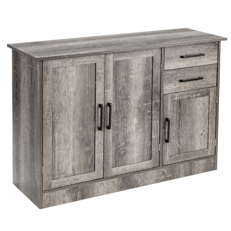 Buffet Storage Cabinet Server Sideboard Console Table Utensils Organizer with Adjustable Shelves and 2 Drawers