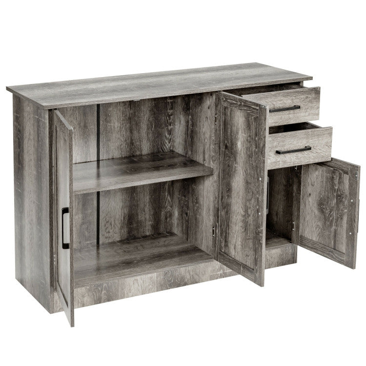 Buffet Storage Cabinet Server Sideboard Console Table Utensils Organizer with Adjustable Shelves and 2 Drawers