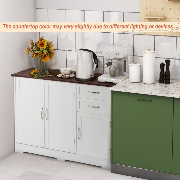 Buffet Storage Cabinet Server Sideboard Console Table Utensils Organizer with Adjustable Shelves and 2 Drawers