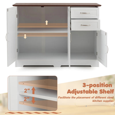 Buffet Storage Cabinet Server Sideboard Console Table Utensils Organizer with Adjustable Shelves and 2 Drawers