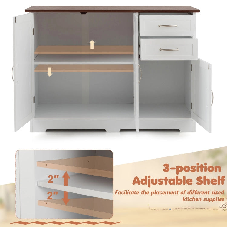 Buffet Storage Cabinet Server Sideboard Console Table Utensils Organizer with Adjustable Shelves and 2 Drawers