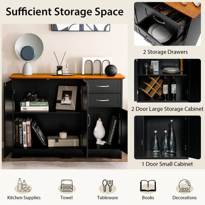 Buffet Storage Cabinet Server Sideboard Console Table Utensils Organizer with Adjustable Shelves and 2 Drawers