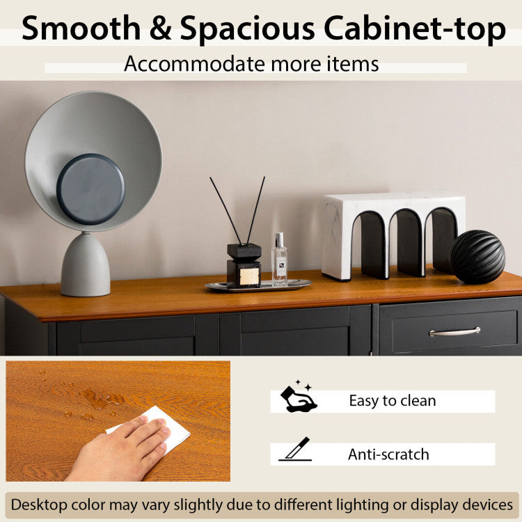 Buffet Storage Cabinet Server Sideboard Console Table Utensils Organizer with Adjustable Shelves and 2 Drawers