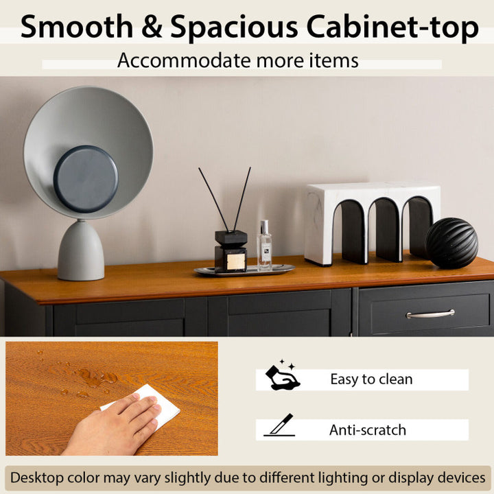Buffet Storage Cabinet Server Sideboard Console Table Utensils Organizer with Adjustable Shelves and 2 Drawers