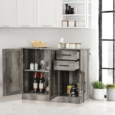 Buffet Storage Cabinet Server Sideboard Console Table Utensils Organizer with Adjustable Shelves and 2 Drawers