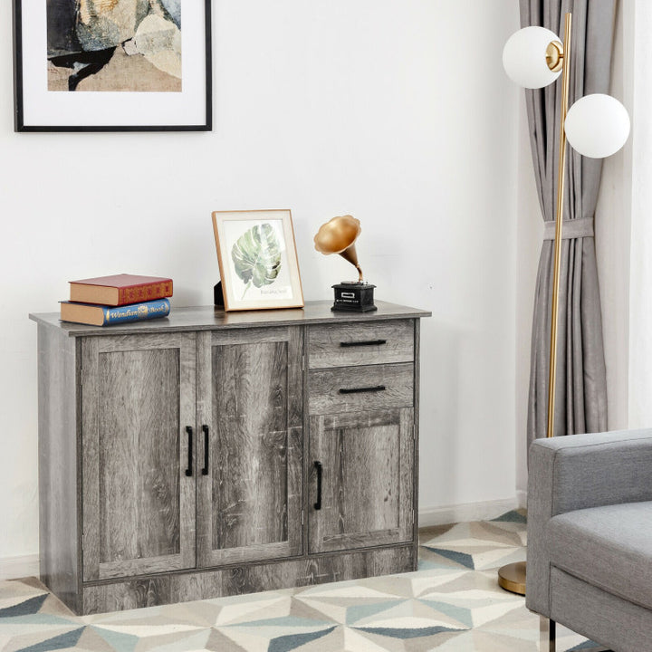 Buffet Storage Cabinet Server Sideboard Console Table Utensils Organizer with Adjustable Shelves and 2 Drawers
