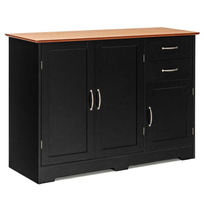 Buffet Storage Cabinet Server Sideboard Console Table Utensils Organizer with Adjustable Shelves and 2 Drawers