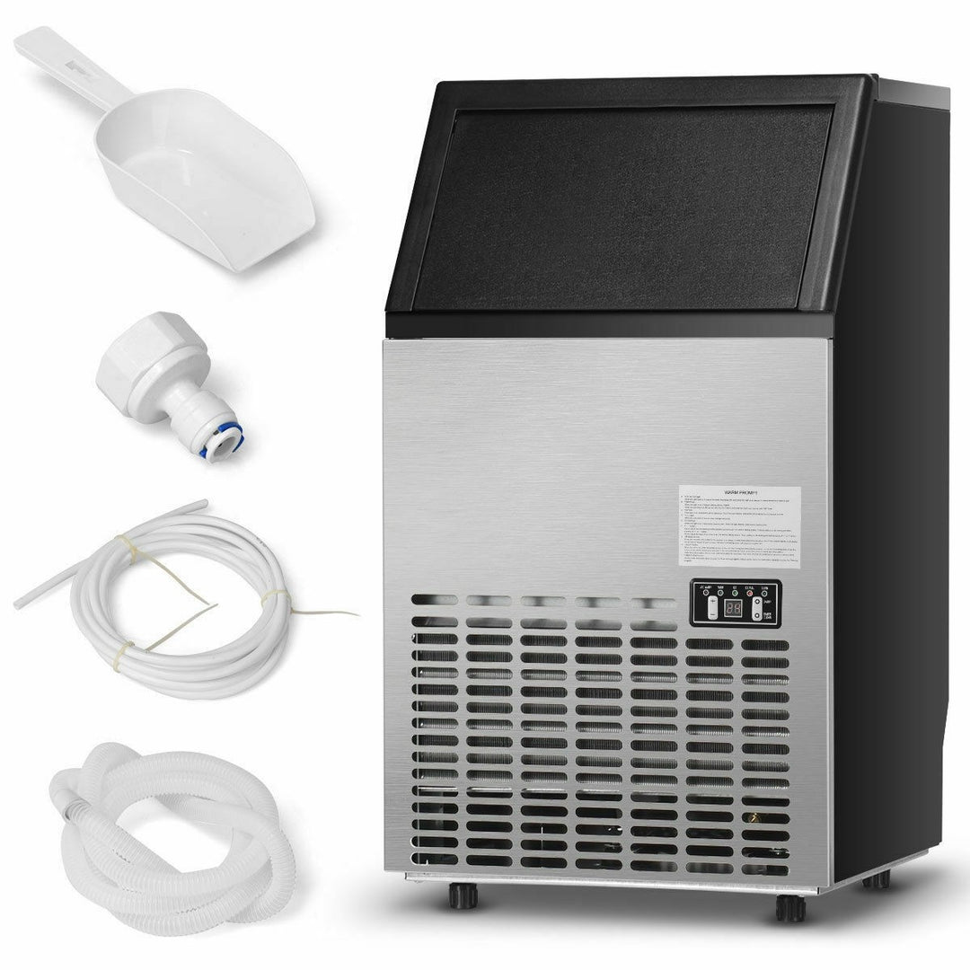 110LBS 24H Portable Built-In Stainless Steel Commercial Ice Maker Machine with Full Set of Accessories
