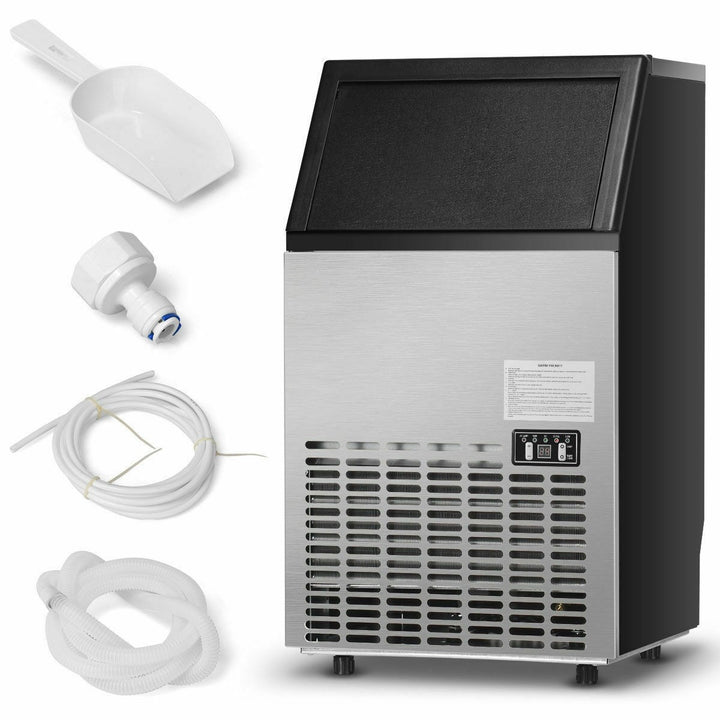 110LBS 24H Portable Built-In Stainless Steel Commercial Ice Maker Machine with Full Set of Accessories