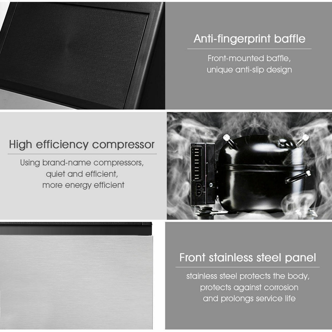110LBS 24H Portable Built-In Stainless Steel Commercial Ice Maker Machine with Full Set of Accessories