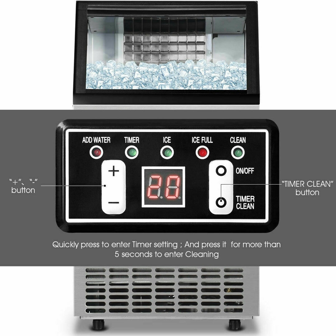 110LBS 24H Portable Built-In Stainless Steel Commercial Ice Maker Machine with Full Set of Accessories