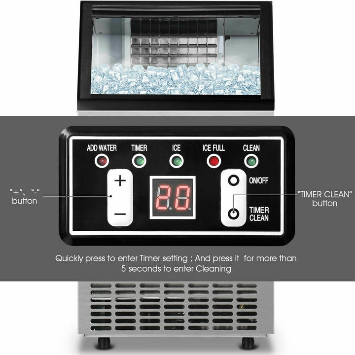 110LBS 24H Portable Built-In Stainless Steel Commercial Ice Maker Machine with Full Set of Accessories